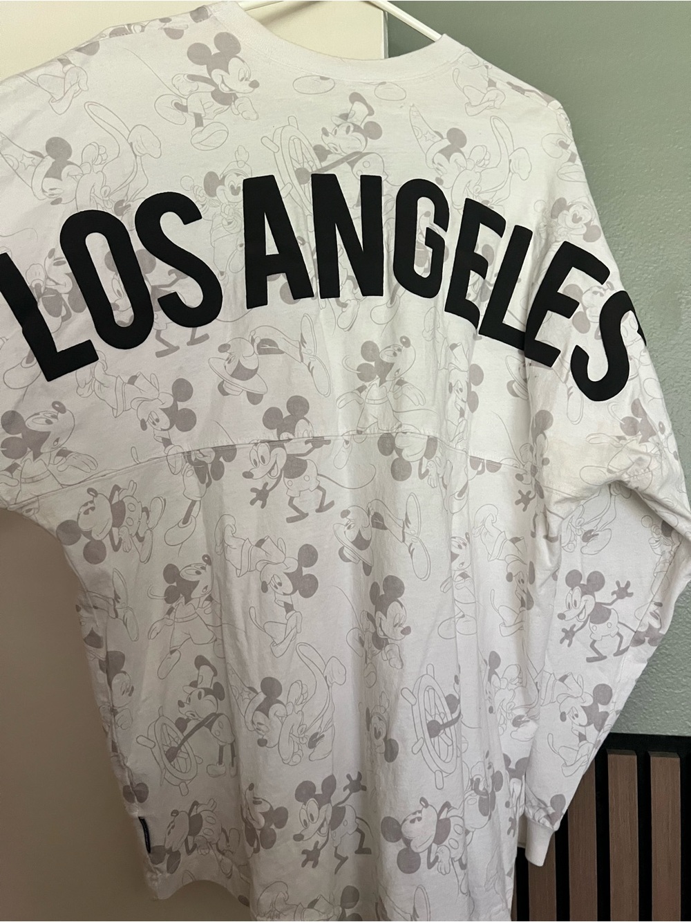 Disney White Long Sleeve Shirt with Black 'Los Angeles' Back Print